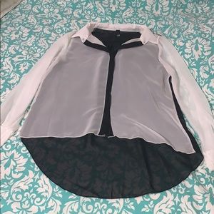 Black and white sheer blouse